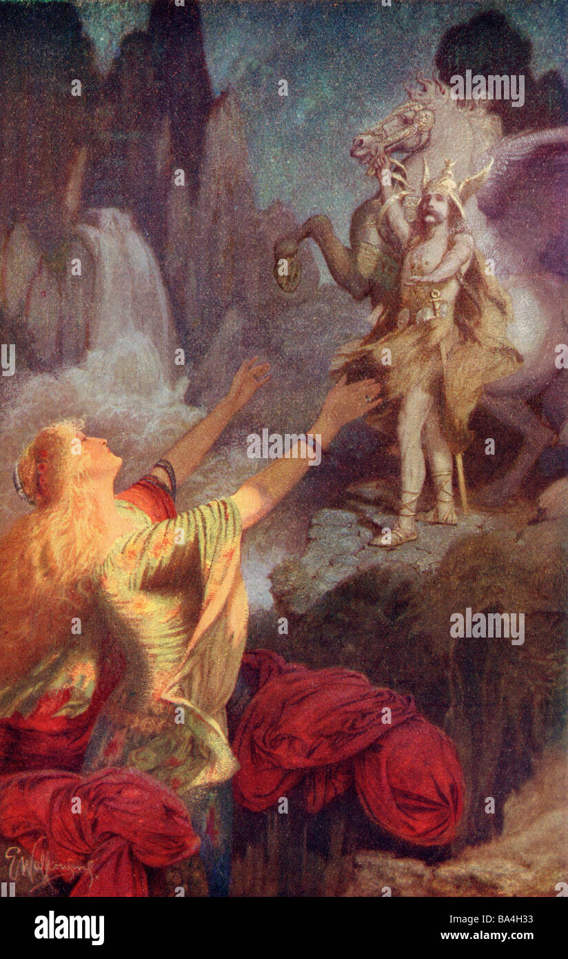 Hundingsbane s Return to Valhalla. Norse mythology Stock Photo