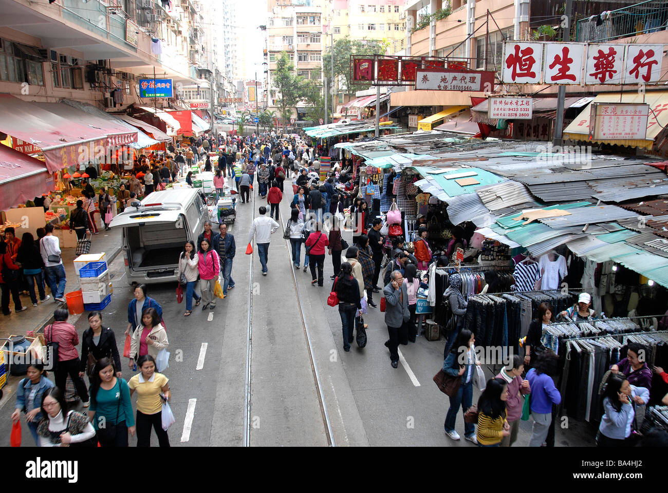 street scene, North Point, Hong Kong island, China Stock Photo