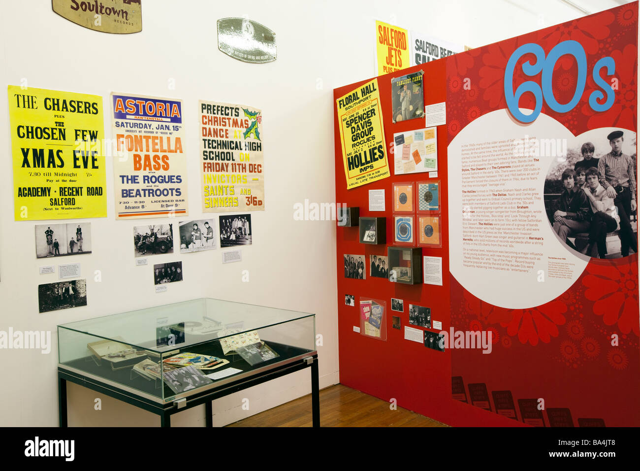 UK England Salford City Museum and Art Gallery 1960s local pop music history exhibition Stock Photo
