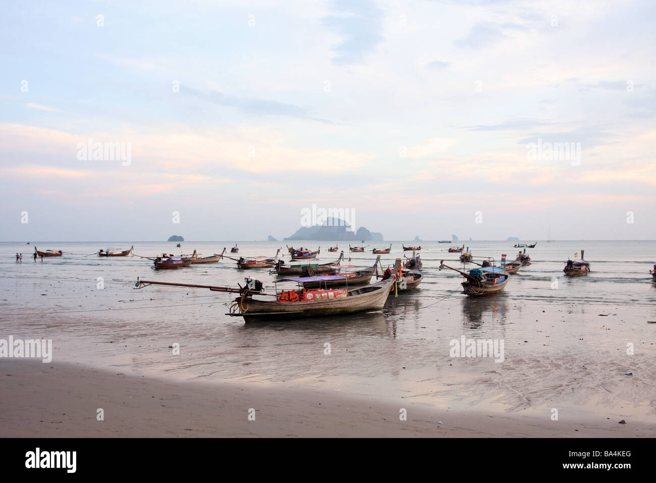 boats on ao nang beach krabi thailand Stock Photo