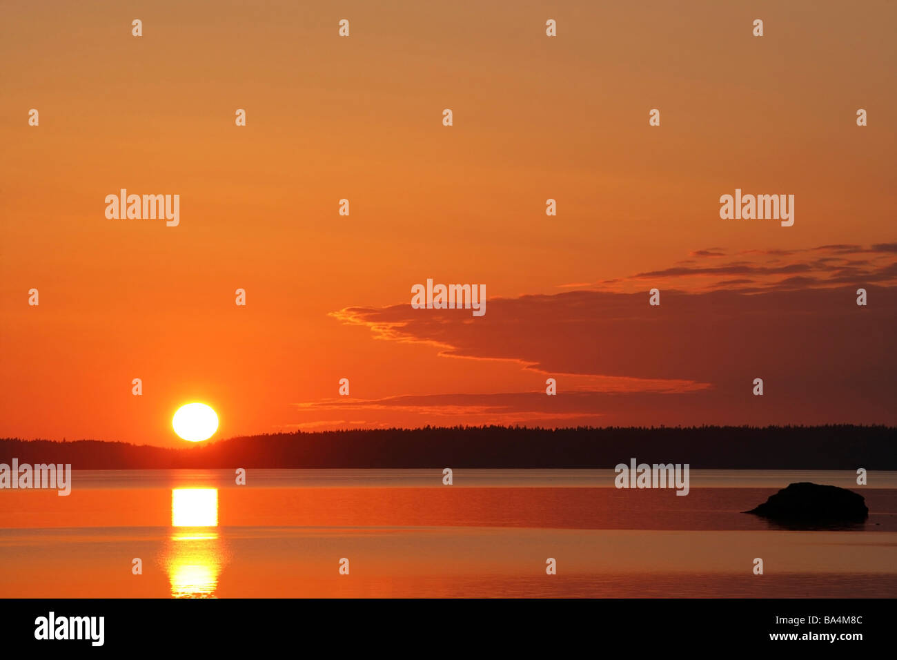 Sunset over Samish Bay - Larrabee State Park, Washington Stock Photo