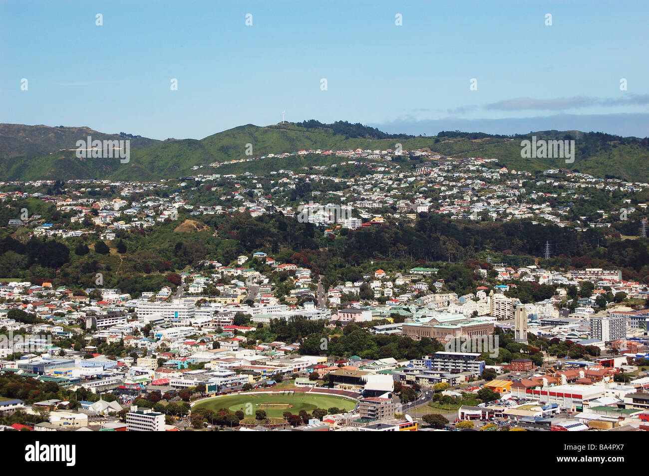 Wellington, North Island, New Zealand, taken from Mount Victoria Stock Photo