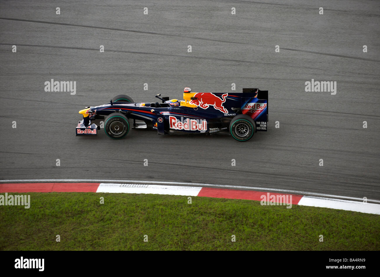 Red Bull Racing driver Mark Webber of Australia steers his car during the third practice session ahead the 2009 Fia Formula One Stock Photo
