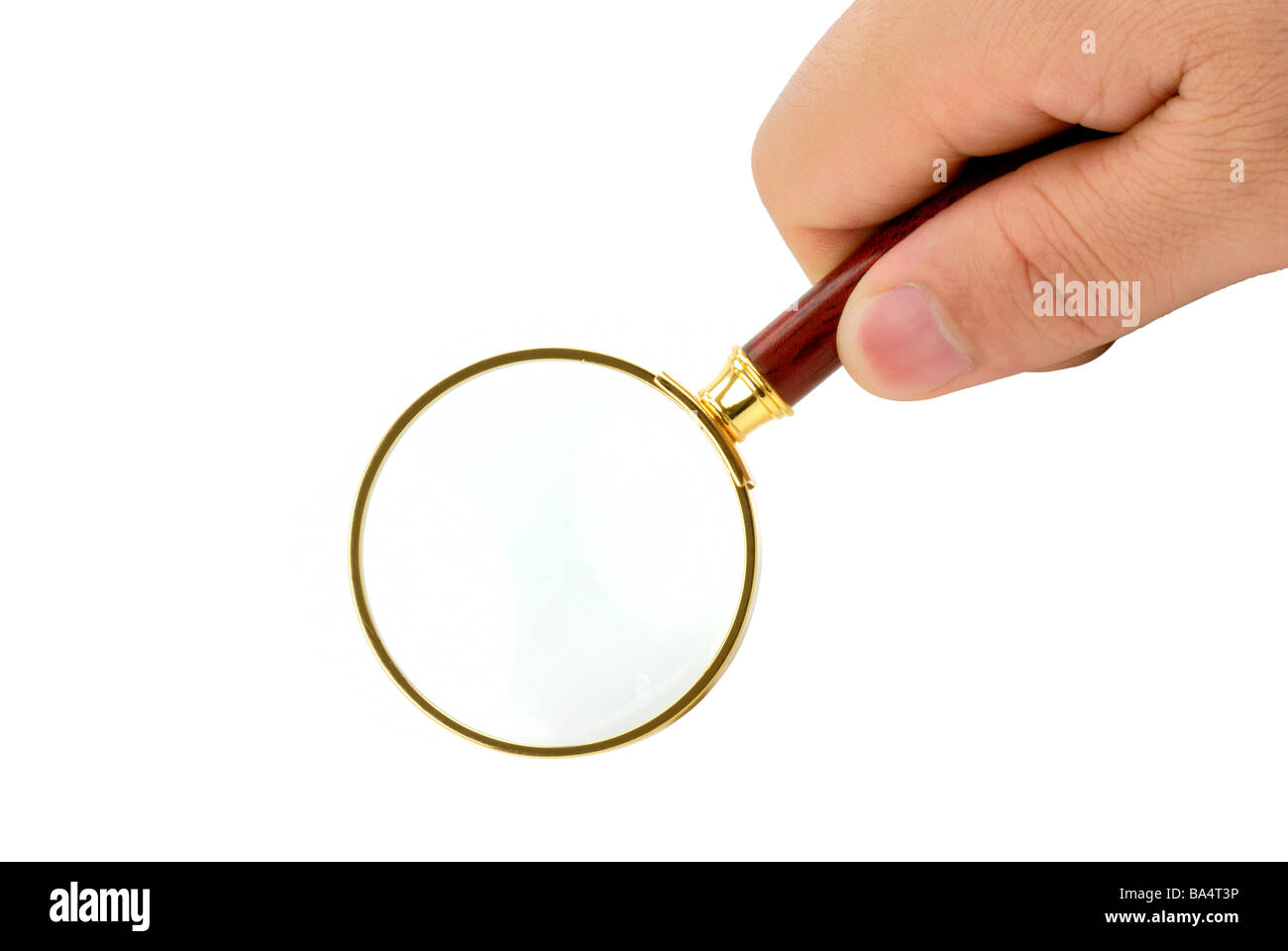 hand hold a magnifying glass Stock Photo Alamy