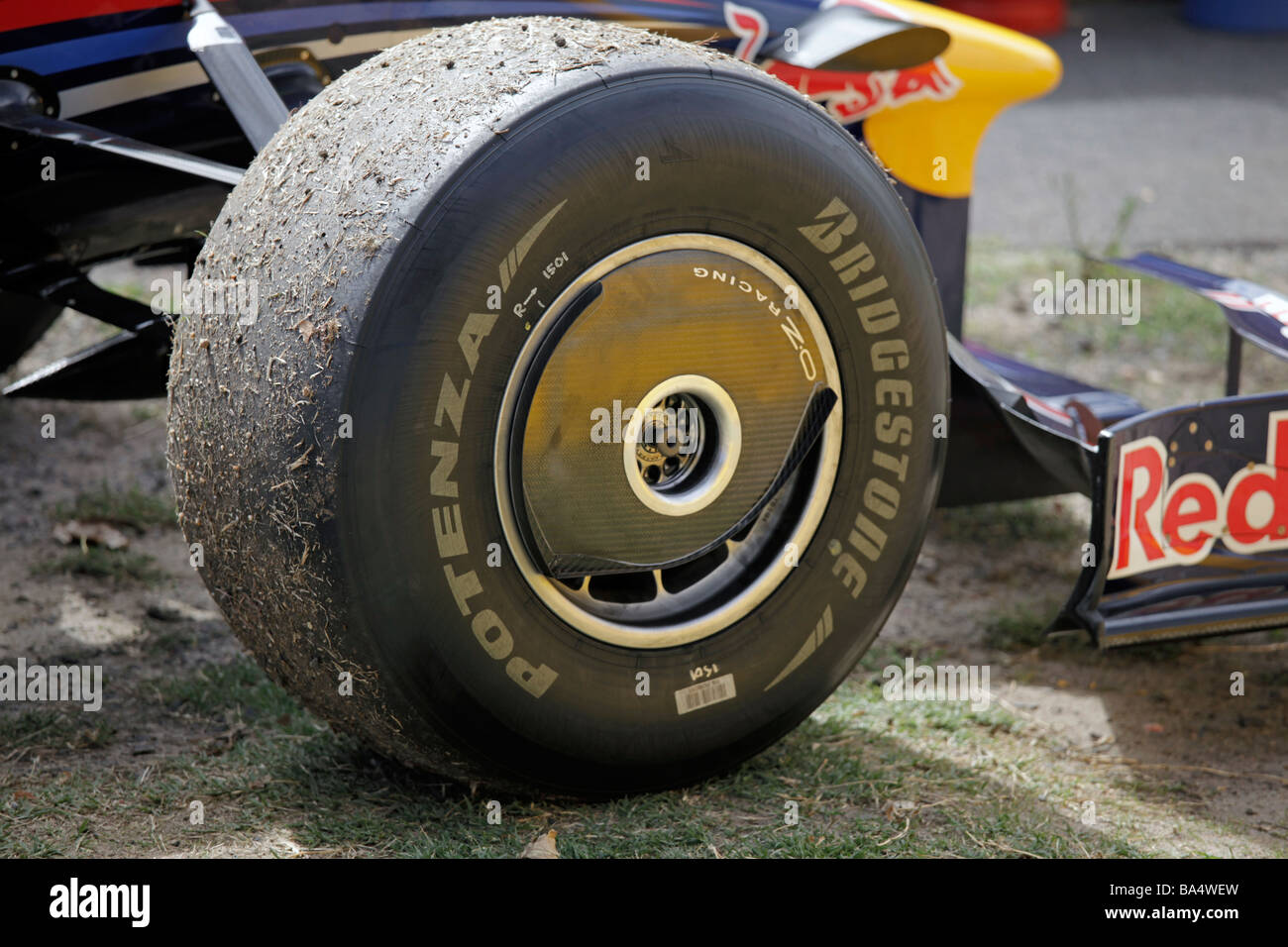 The Red Bull car driven and abandoned by Sebastian Vettel in the first  practice session at the 2009 Australian Grand Prix Stock Photo - Alamy