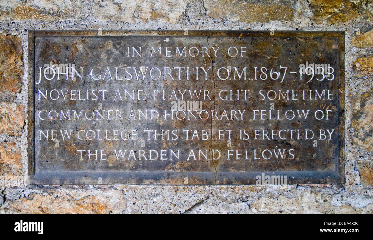 Oxford, England, UK. New College. Commemorative plaque to John