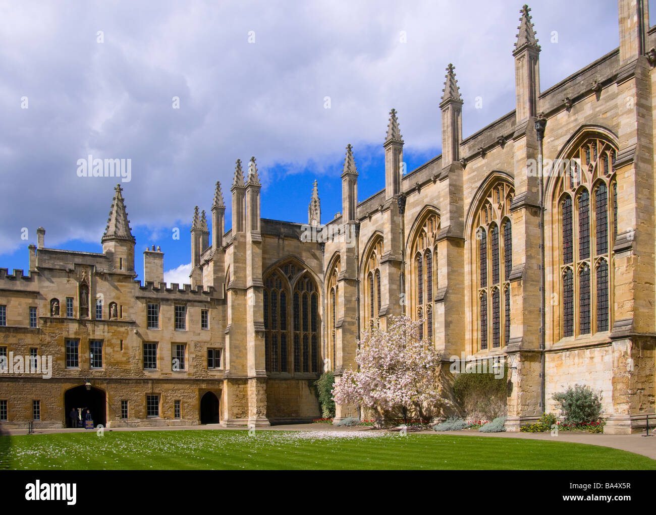Oxford, England, UK. New College Chapel seen from the Great, or Front, Quadrangle Stock Photo