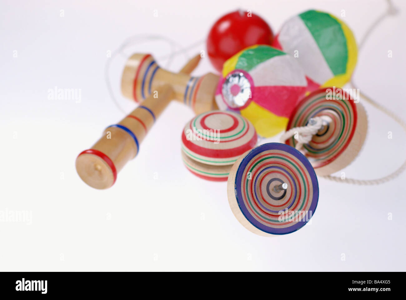 Wooden Yoyo, Kendama and Paper Balloons Stock Photo Alamy