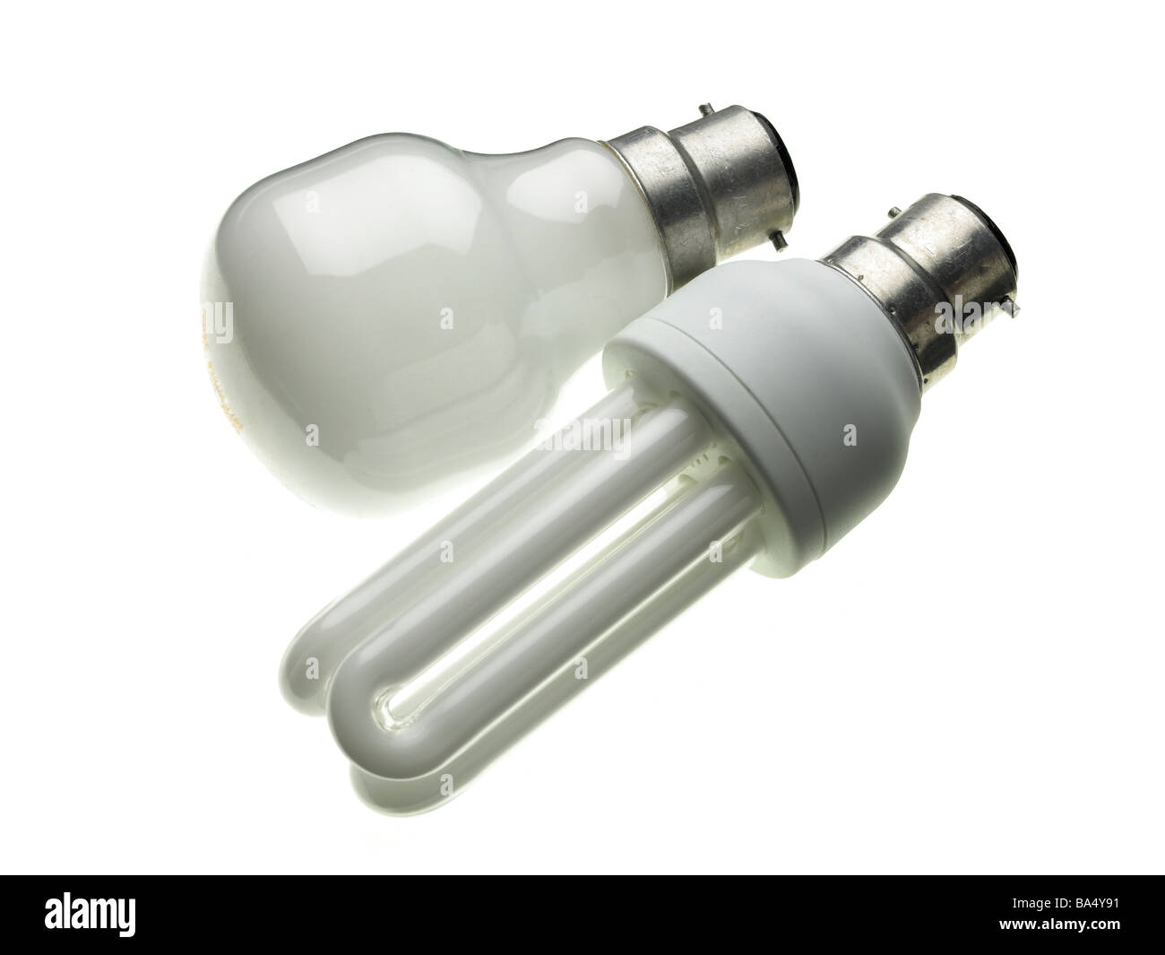 high and low energy lamps Stock Photo