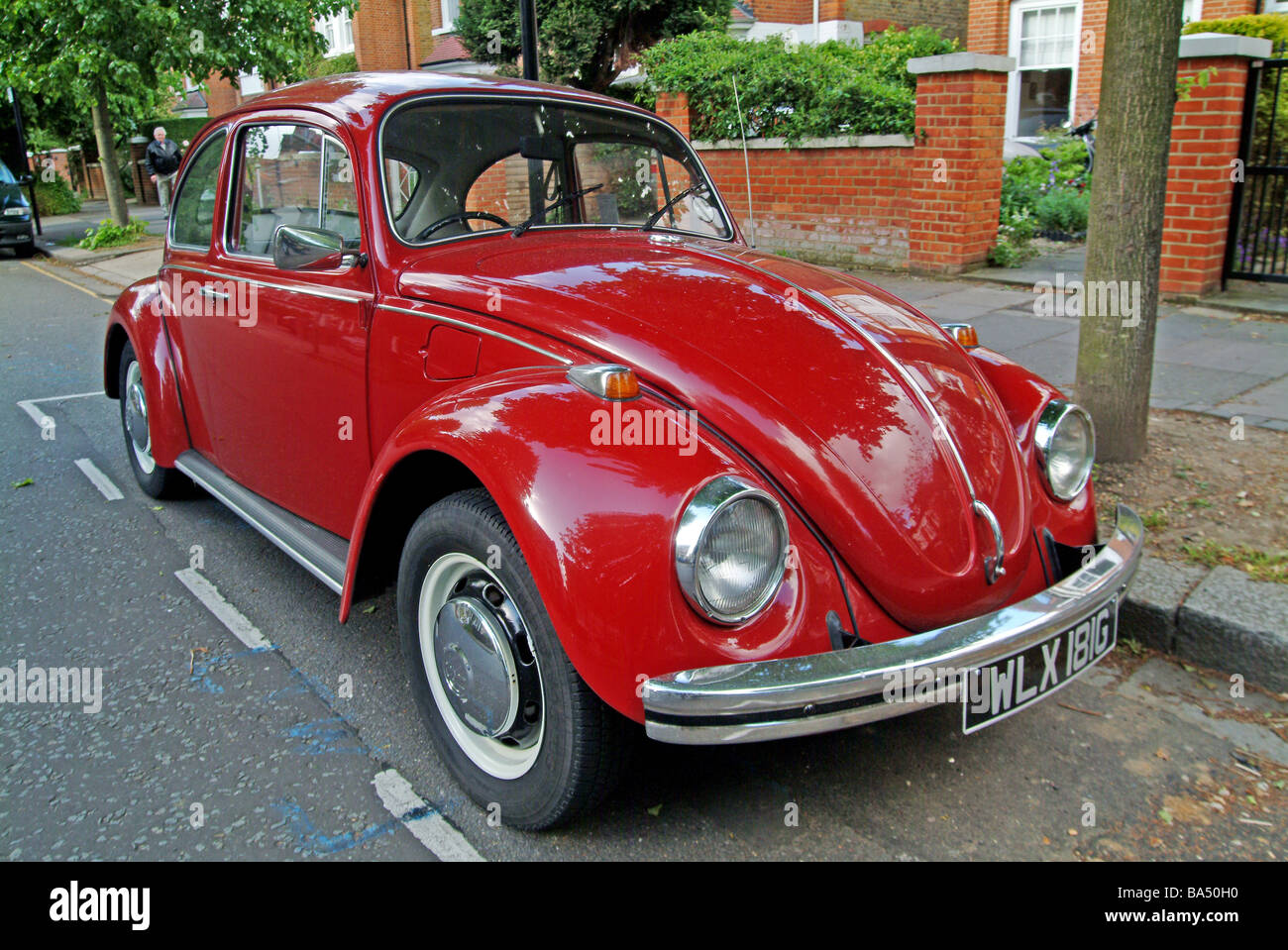 classic red Volkswagen beetle car Stock Photo