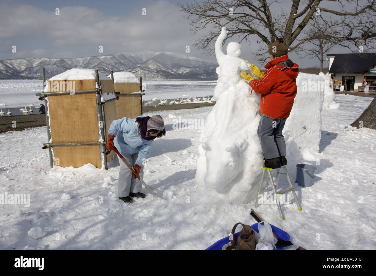 Ice sculpture Hokkado Japan winter Stock Photo