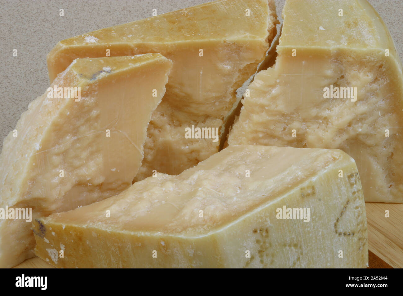 pieces of Parmesan cheese Stock Photo