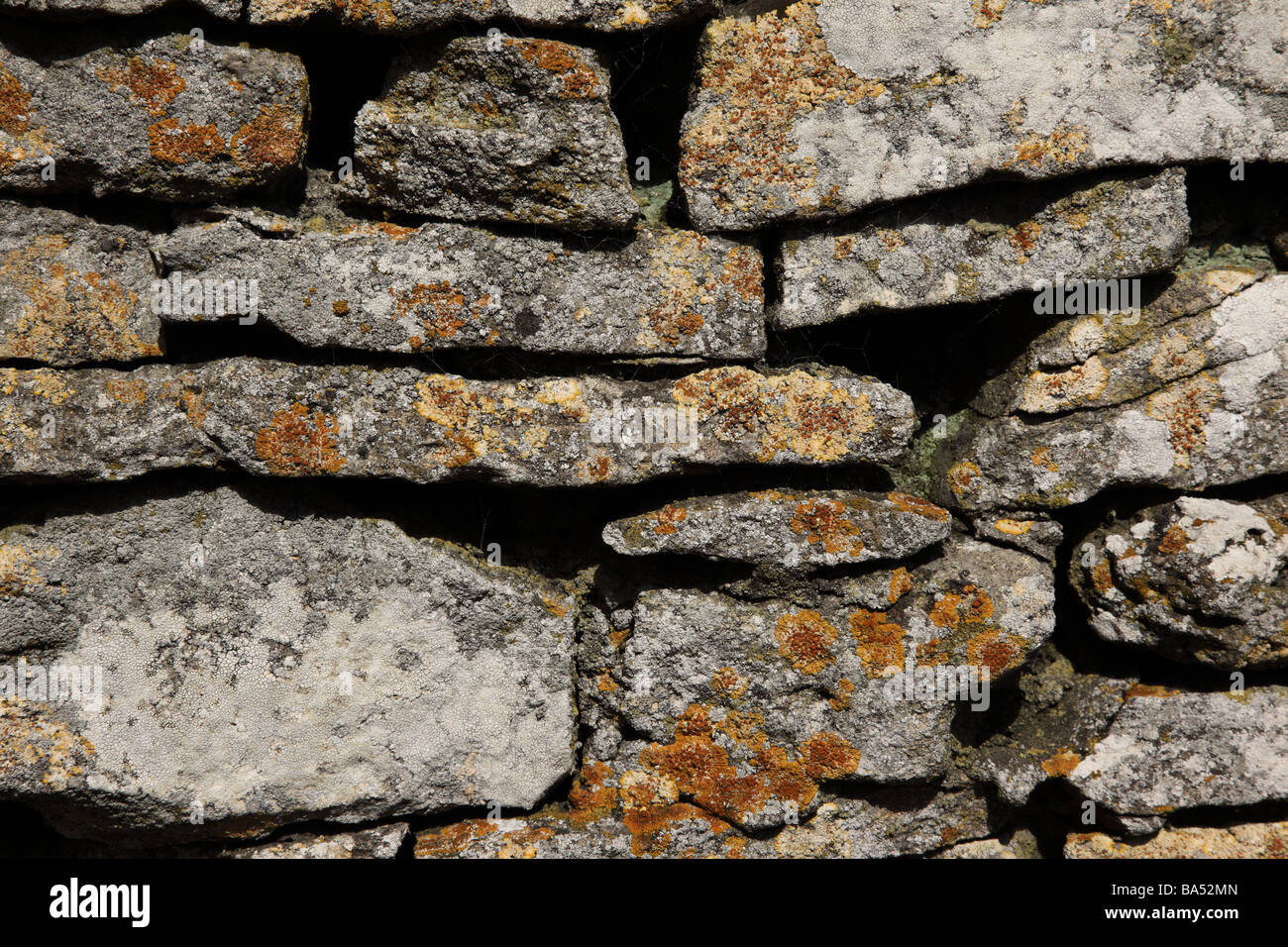 Close up of a dry stone wall, Bibury, The Cotswolds, England Stock Photo