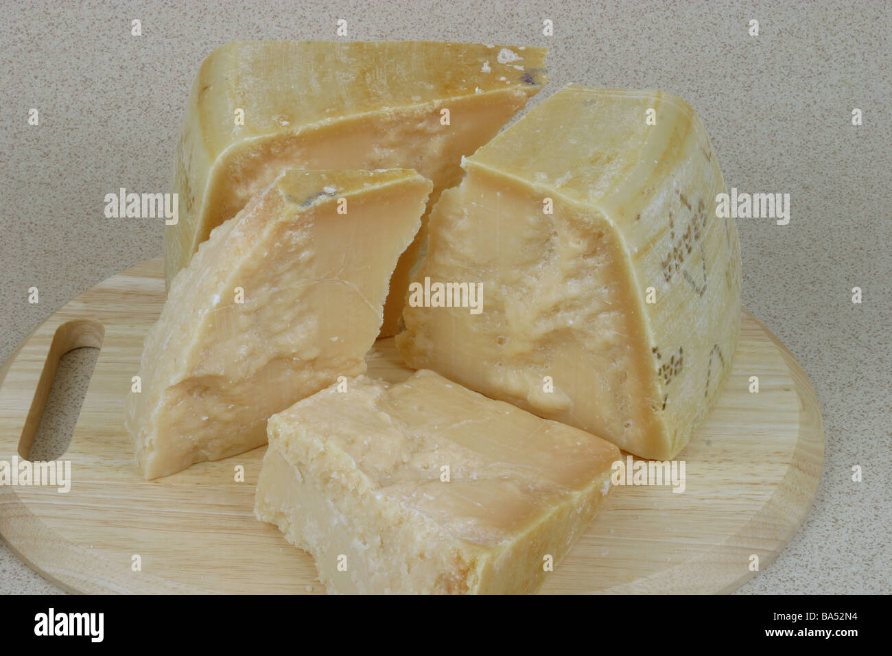 pieces of Parmesan cheese Stock Photo