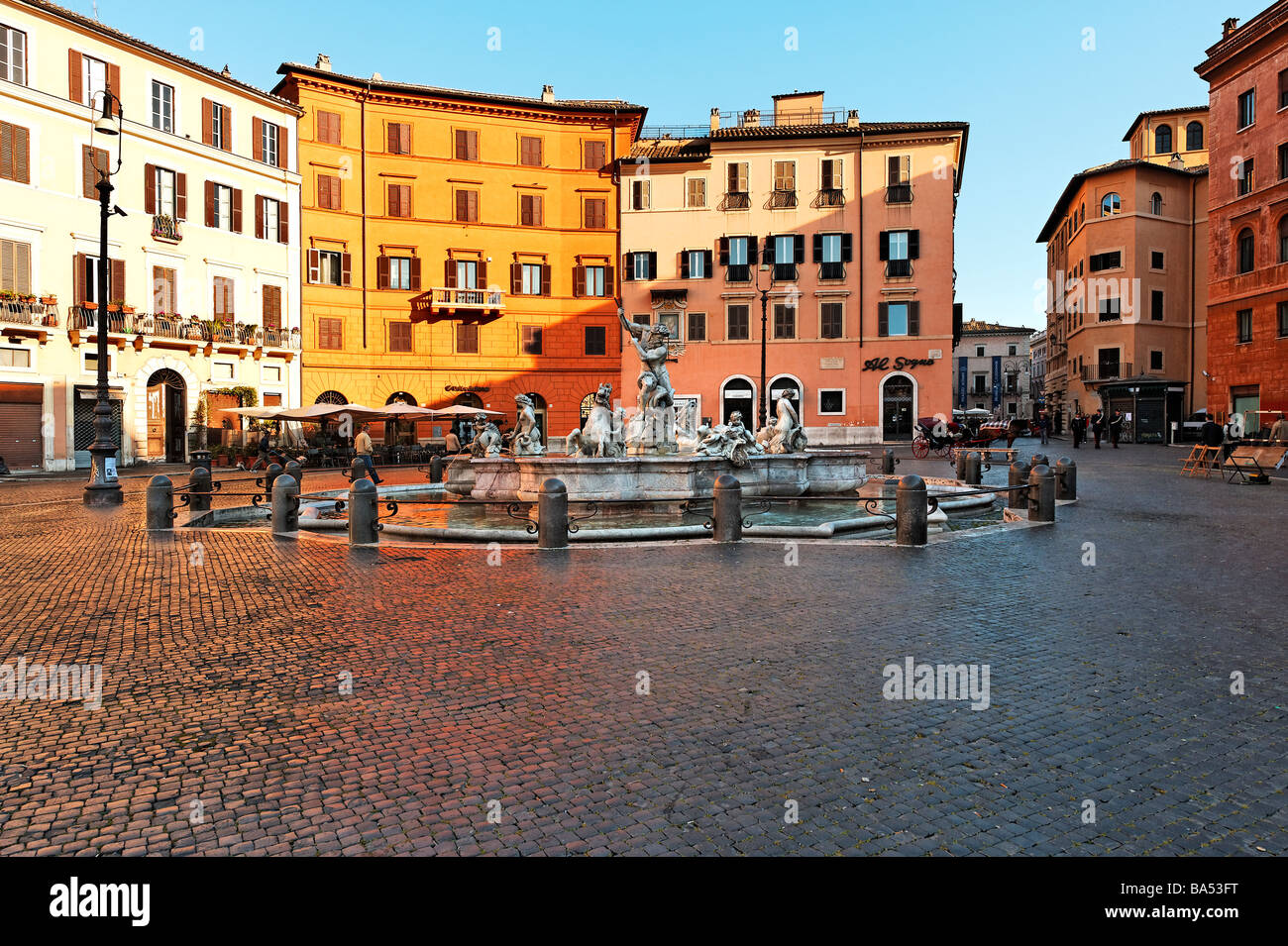 Fontana del Nettuno and northern end of Piazza Navona in Rome Stock Photo