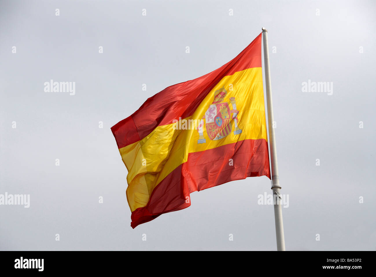 Spanish flag in sky Stock Photo