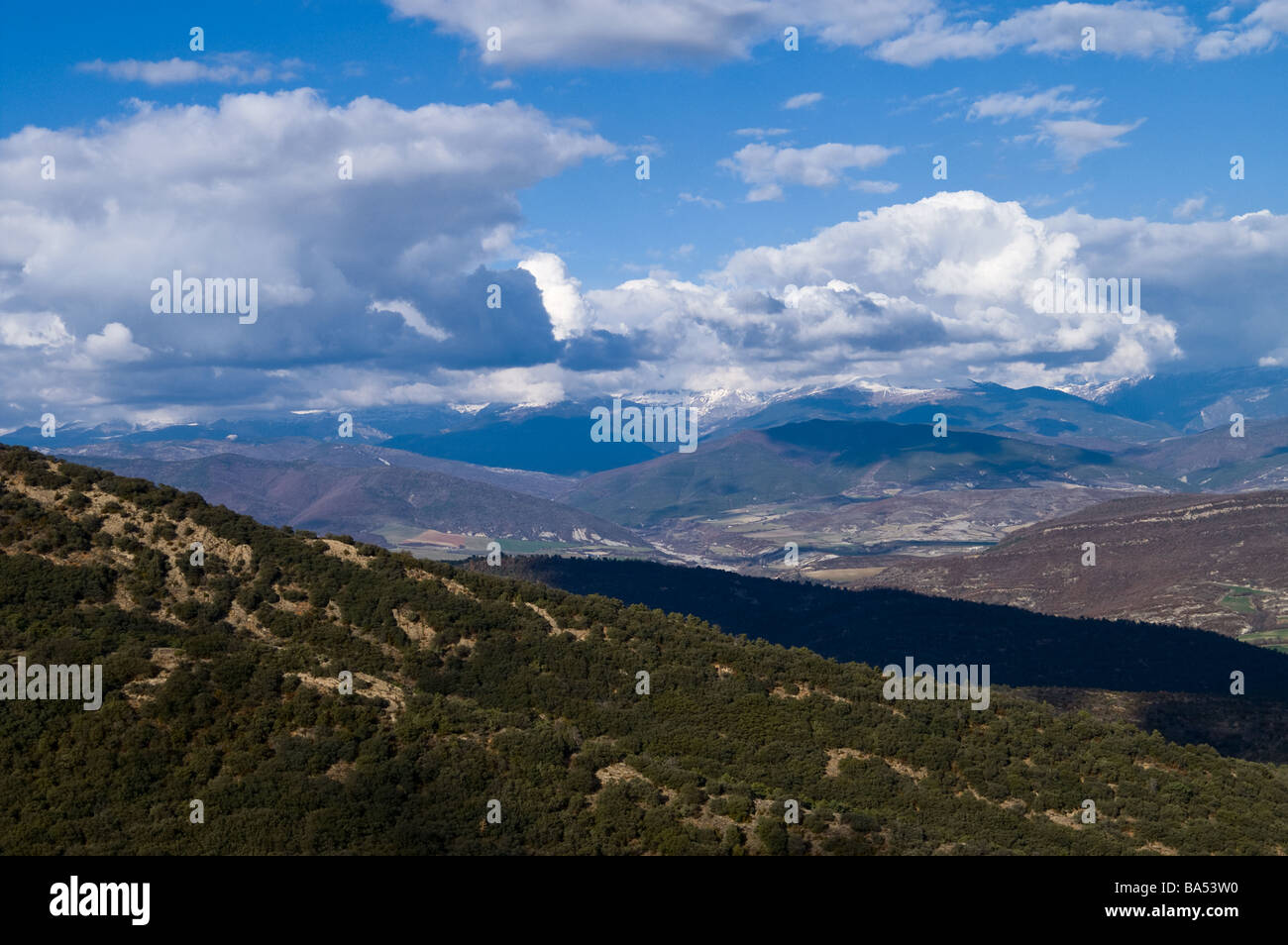Panoramic view of Pyrenees in Aragon, Spain Stock Photo