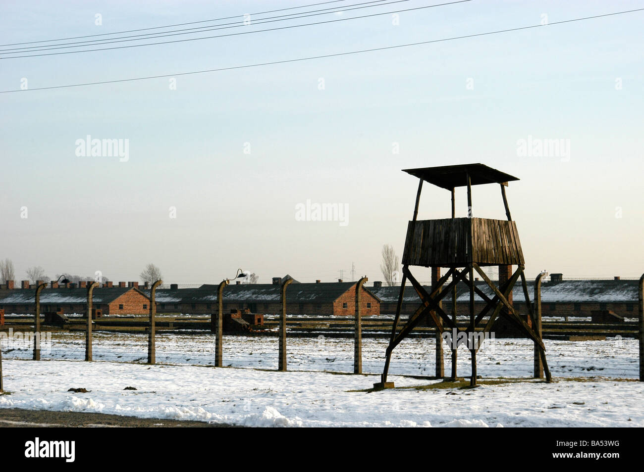 Auschwitz-Birkenau was a extermination camp deisnged and built by the Nazis to implement the final solution which was the extermination of the jews. Stock Photo