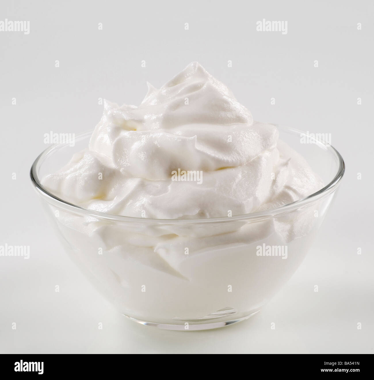 Bowl of white cream Stock Photo