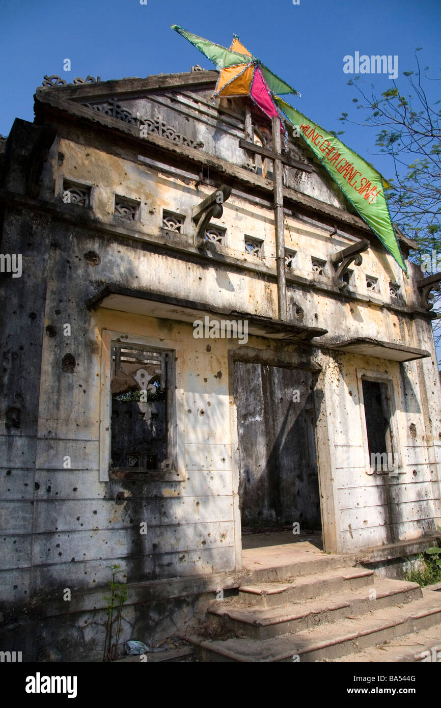 Long Hung Church is a National Relic in the town of Quang Tri Vietnam Stock Photo