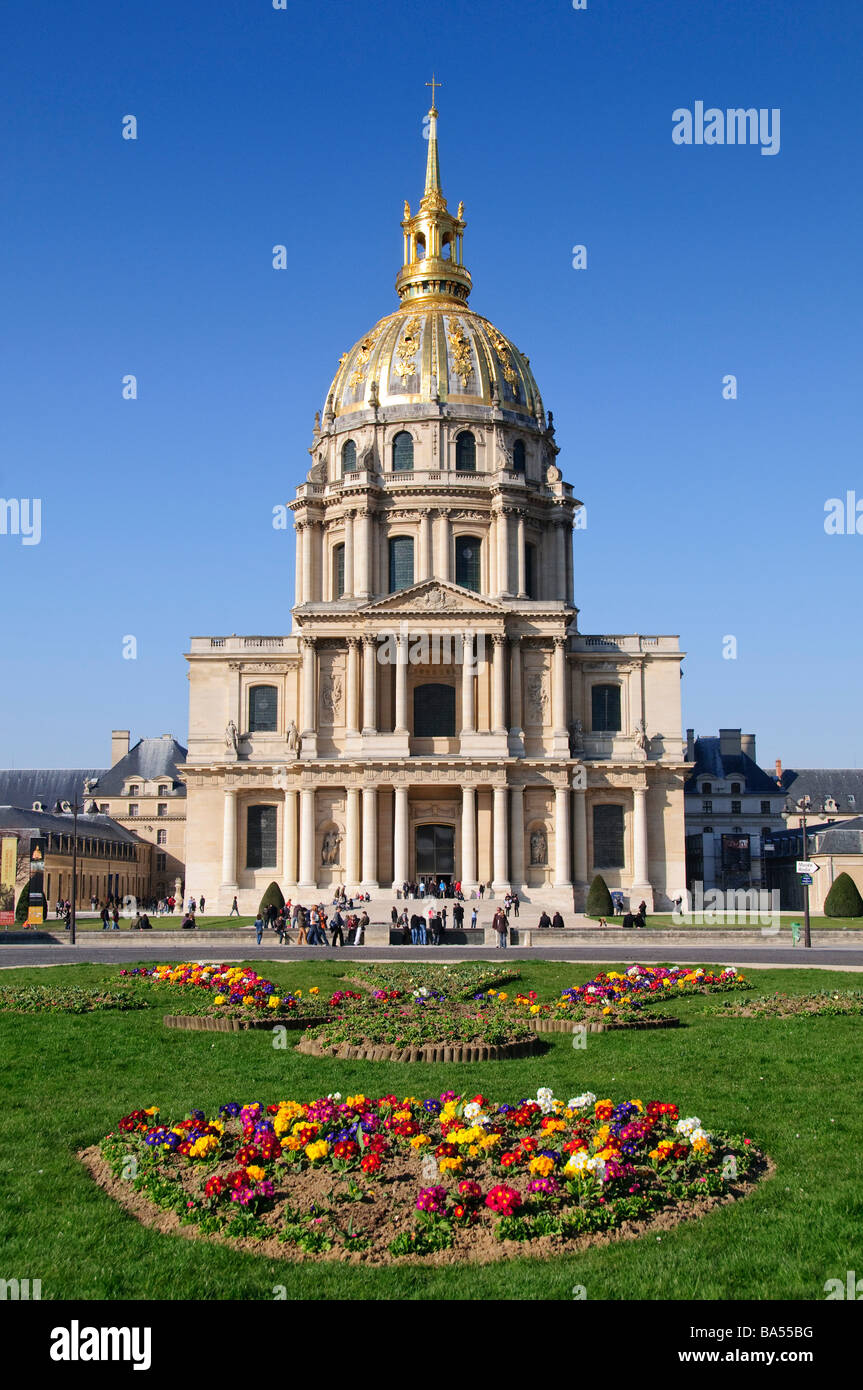 PARIS, France - Les Invalides, near the Eiffel Tower, in Paris. It is best known as containing the tomb of Napolean Bonaparte. Stock Photo
