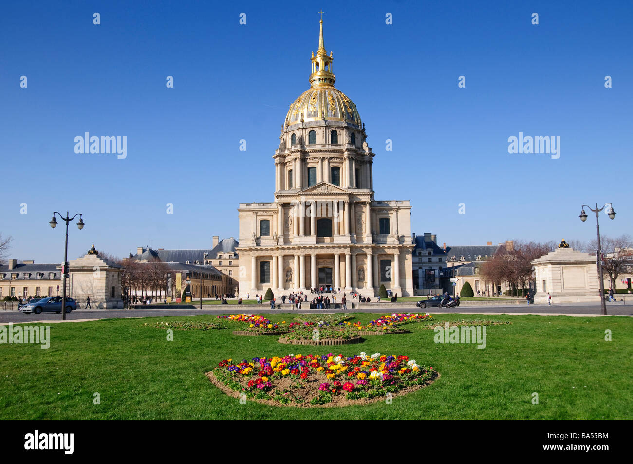 PARIS, France - Les Invalides, near the Eiffel Tower, in Paris. It is best known as containing the tomb of Napolean Bonaparte. Stock Photo