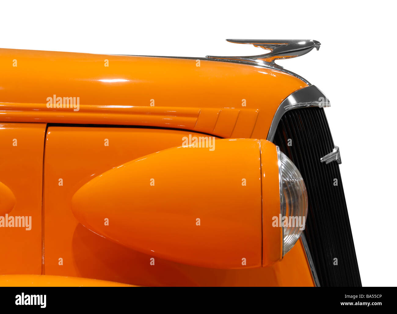 Orange classic car details Stock Photo