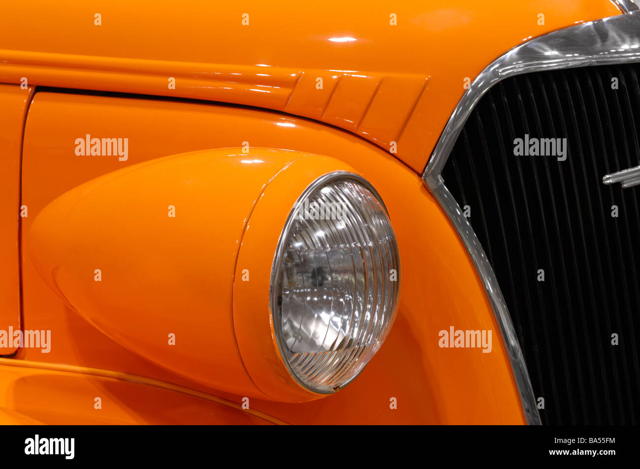 Orange classic custom car details Stock Photo