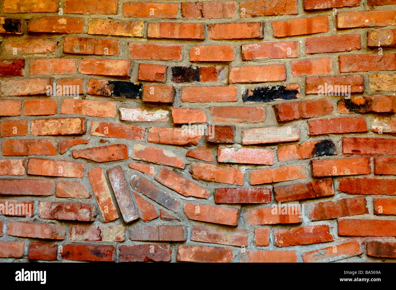 Coaldale Block street pavers line a walkway at Spring Hill College, Aug.  22, 2020, in Mobile, Alabama. The red clay bricks were made by Coaldale  Brick Stock Photo - Alamy