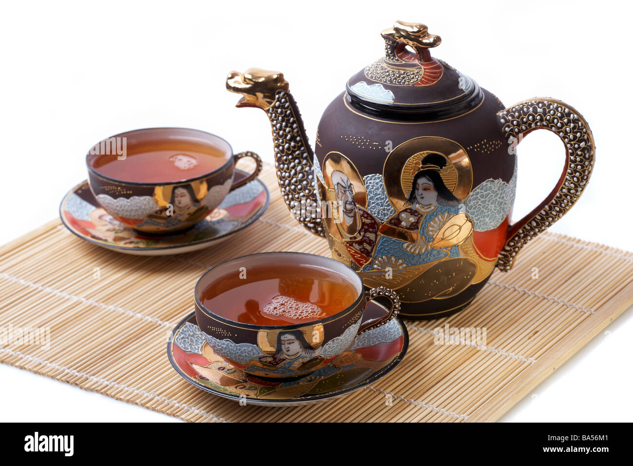 Teaset, two Tea Cups with Teapot Stock Photo Alamy