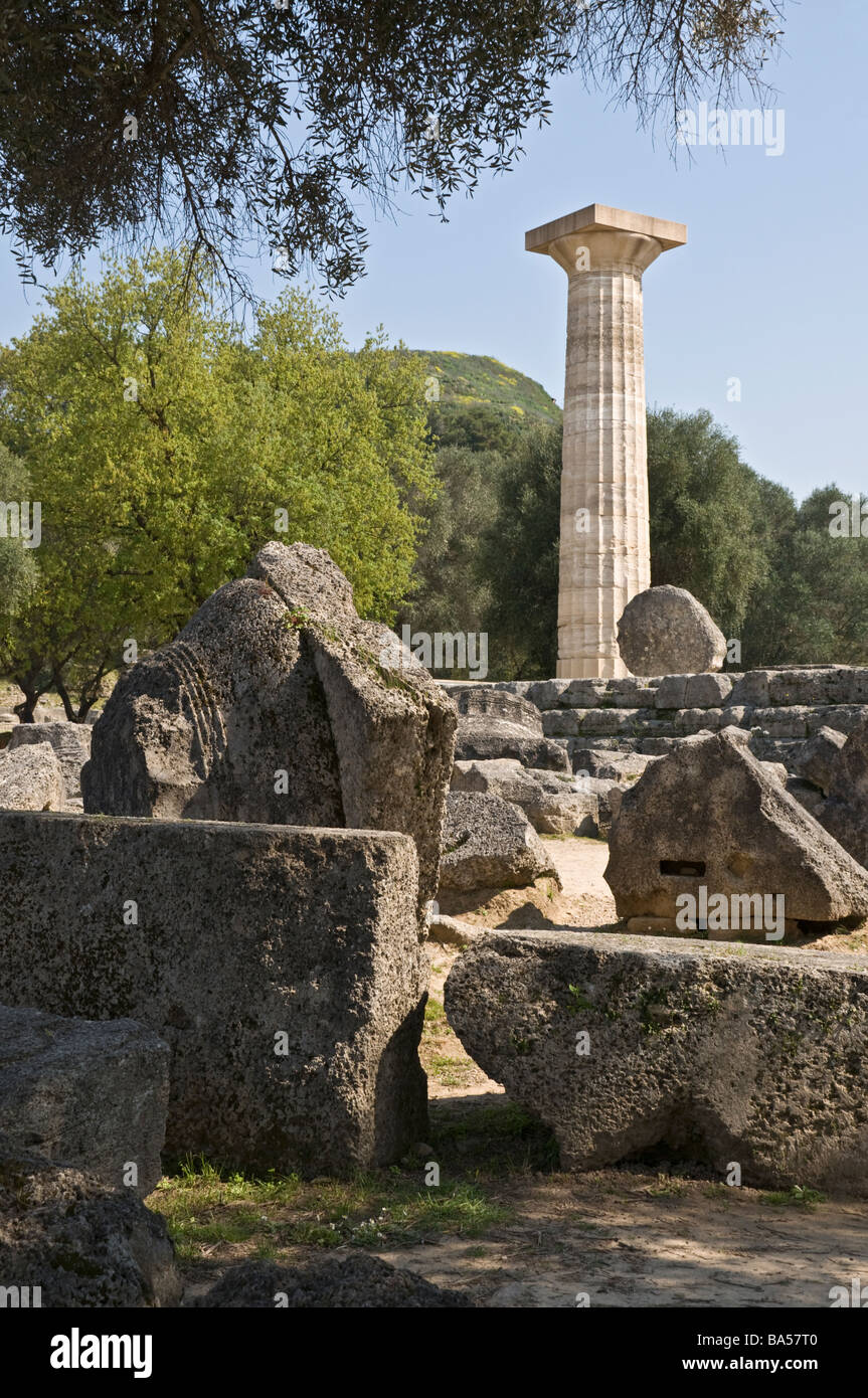 A re erected doric column an similar fallen capitals and column drums ...