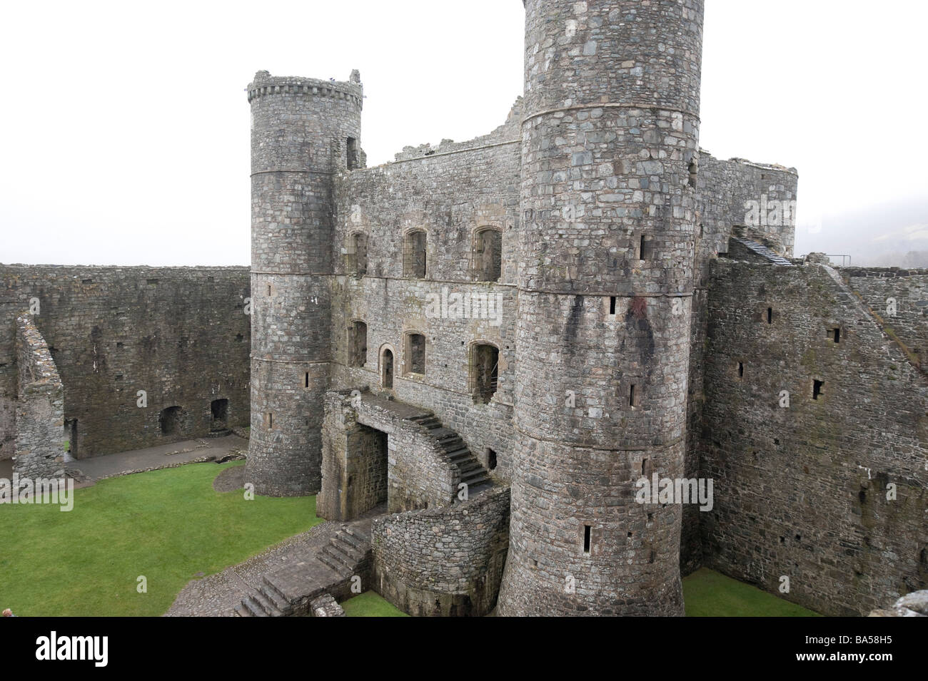 Wales Harlech Castle Keep Stock Photo Alamy