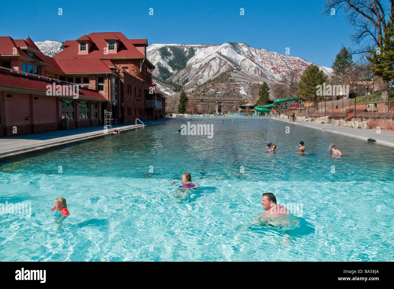 Main pool, Glenwood Hot Springs, Glenwood Springs, Colorado Stock Photo