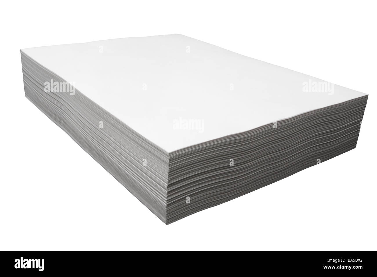 top and corner edge view of ream, stack of letter size white paper