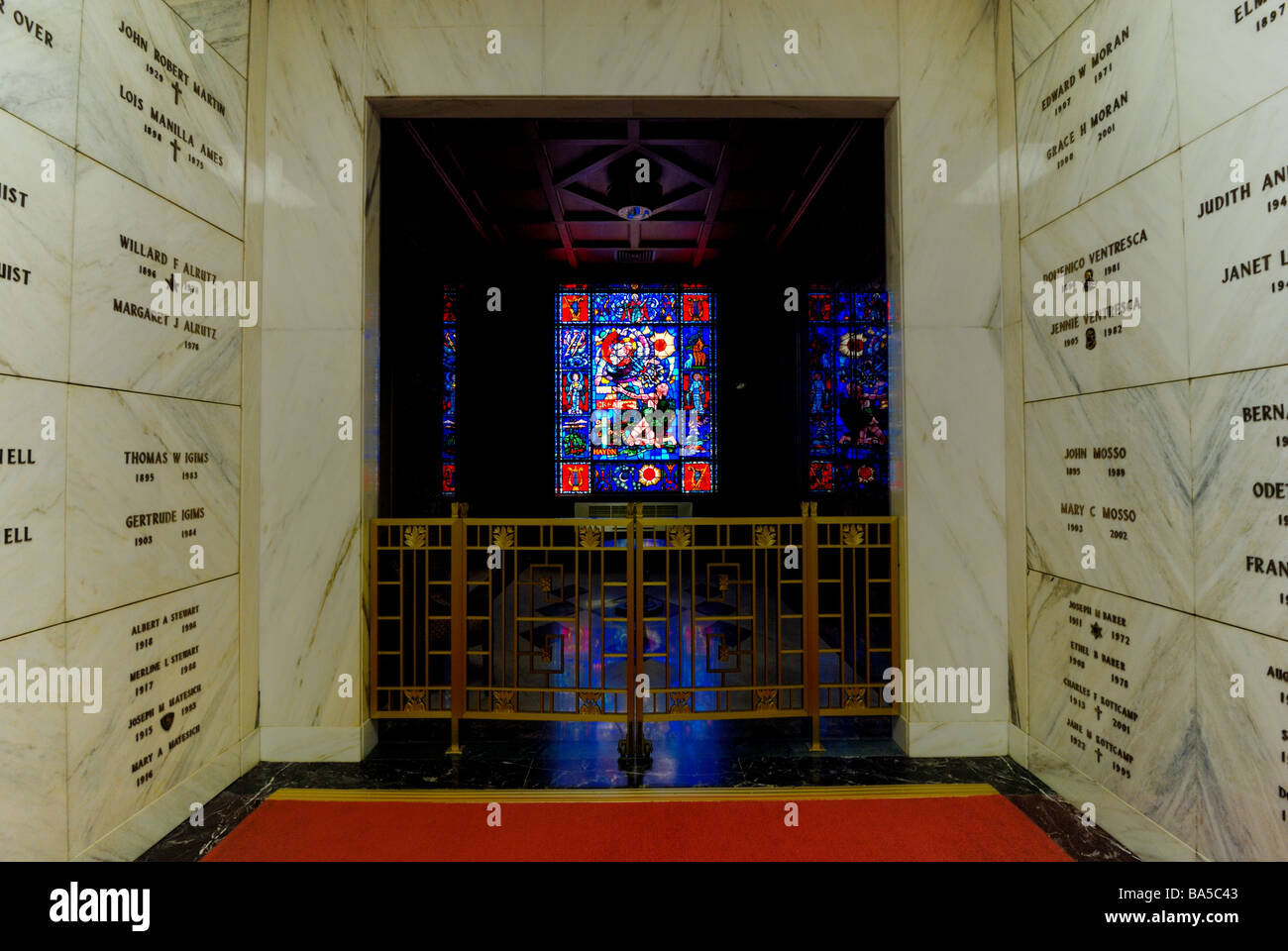 One of the many stunning stained glass niches in the historic mausoluem