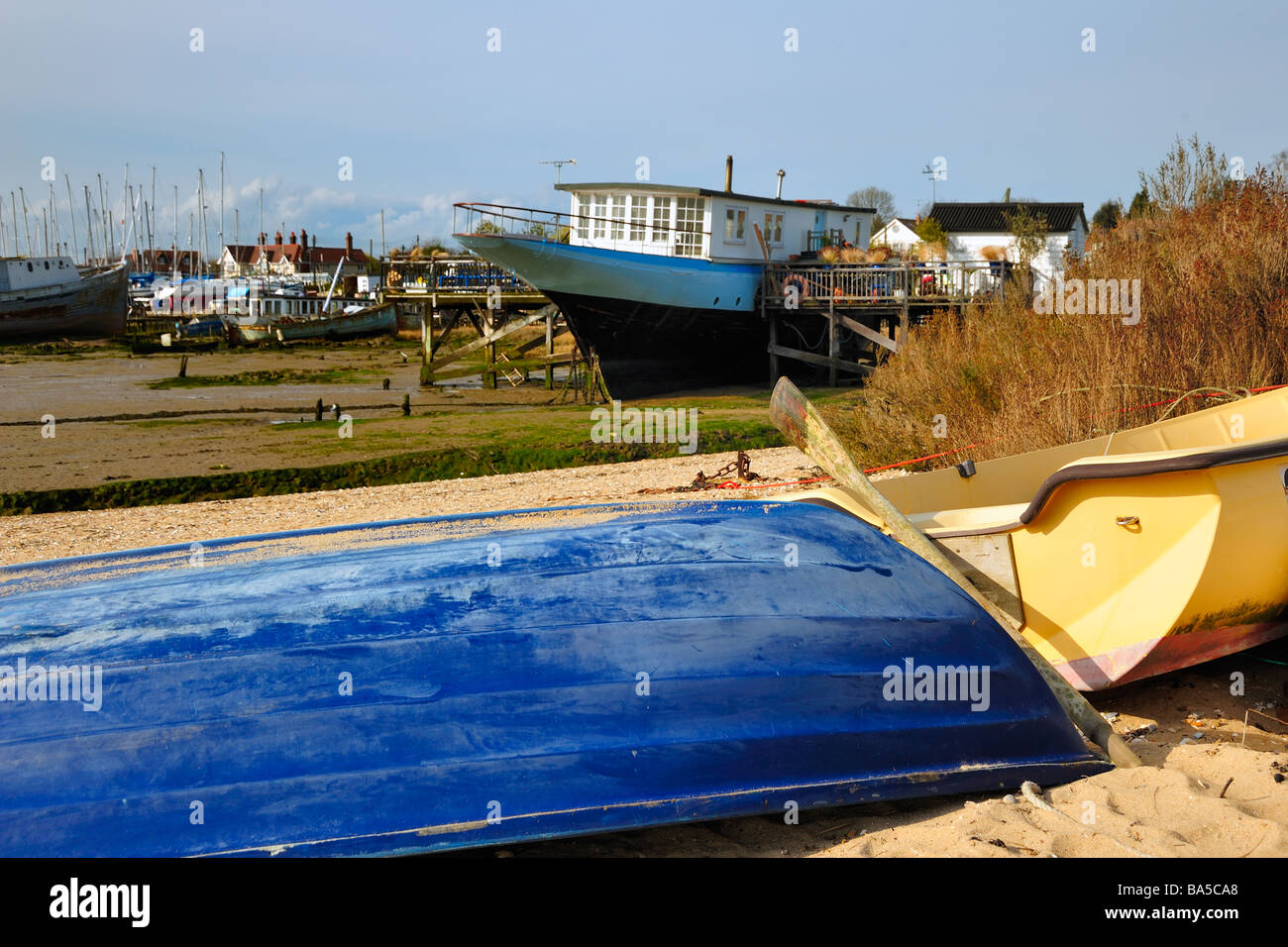 Dinghy on the River Blackwater at West Mersea island Stock Photo Alamy