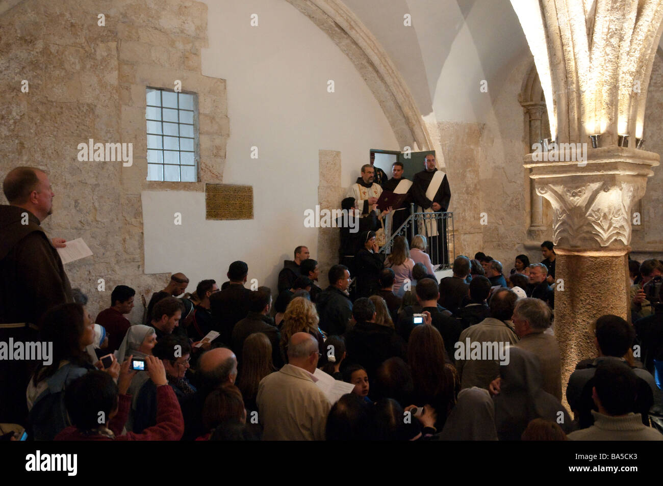 Israel Jerusalem Old city Mount Zion Coenaculum site of the last supper easter celebrations Stock Photo