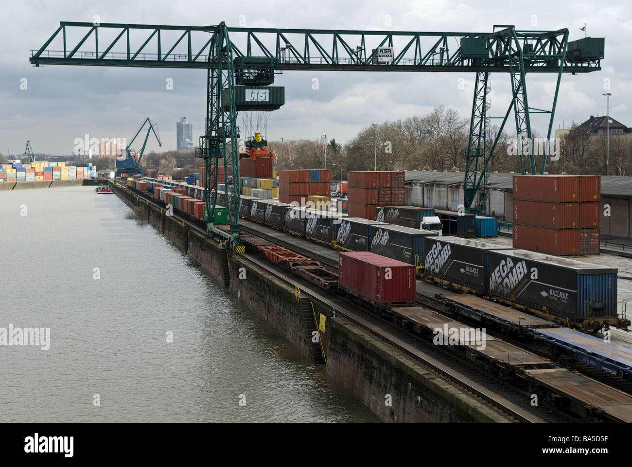 Neihl 1 container terminal, Cologne, North Rhine-Westphalia, Germany. Stock Photo