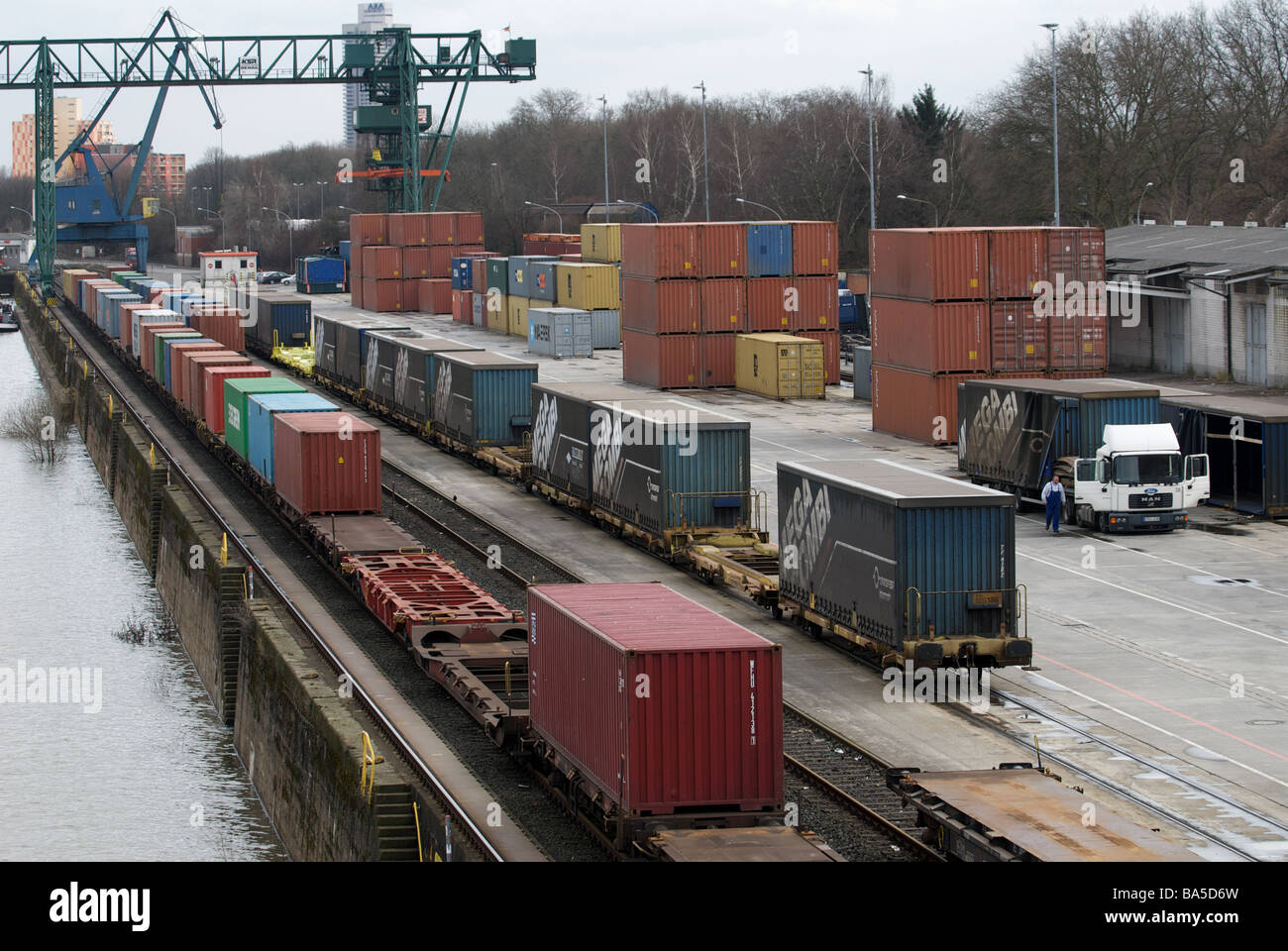 Neihl 1 container terminal, Cologne, North Rhine-Westphalia, Germany. Stock Photo