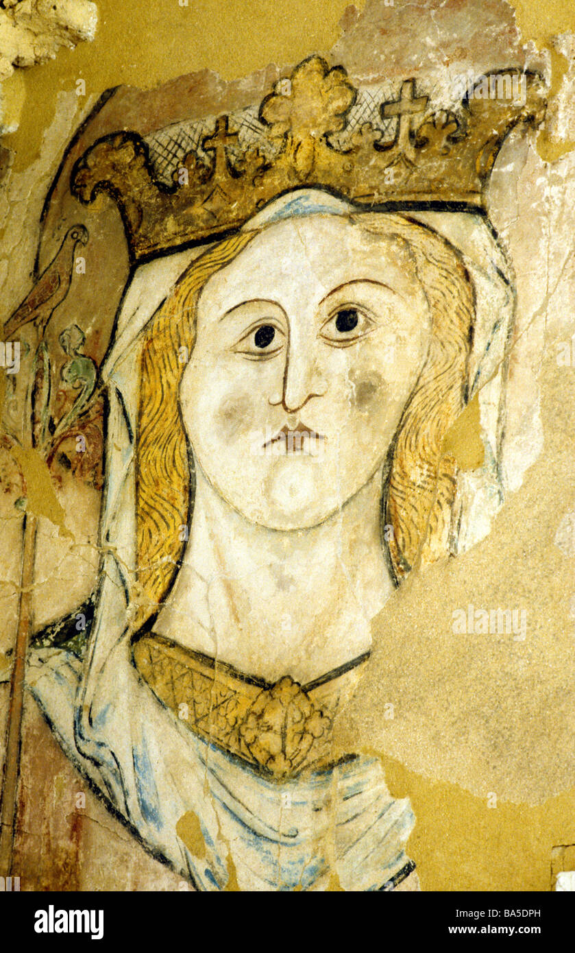 Horsham St Faith Priory medieval Wall painting of Saint Faith 13th