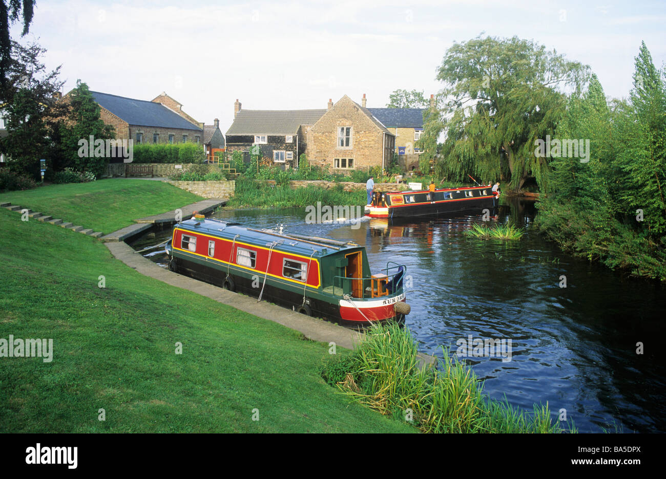 Upwell River Nene Norfolk colourful barges house boat East Anglia