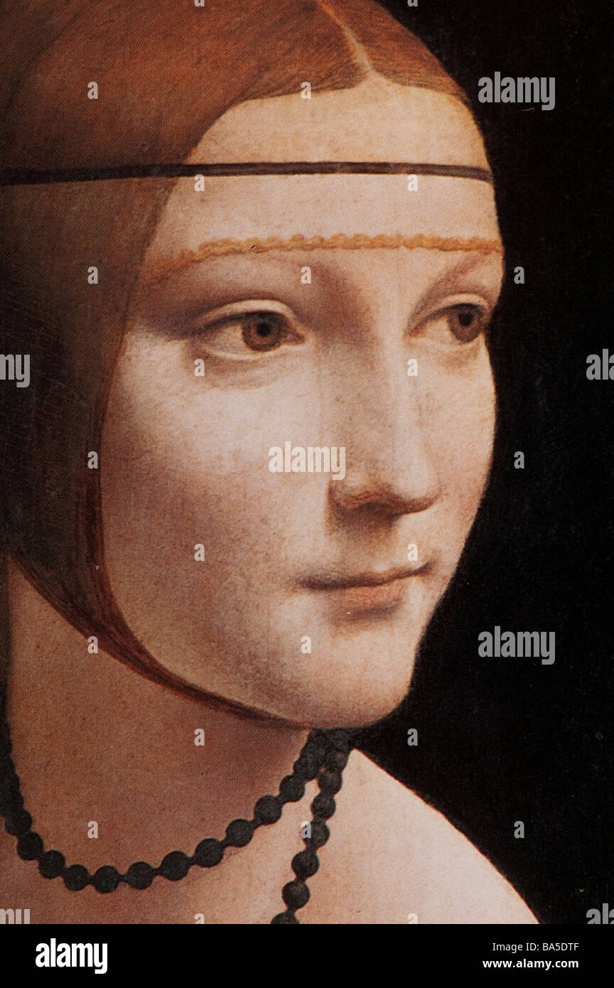 Portrait of Cecilia Gallerani (Lady with an Ermine) by Leonardo da Vinci Stock Photo