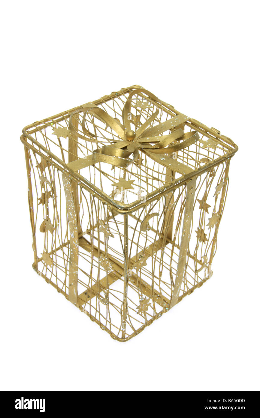 Gold Wire Gift Box Stock Photo