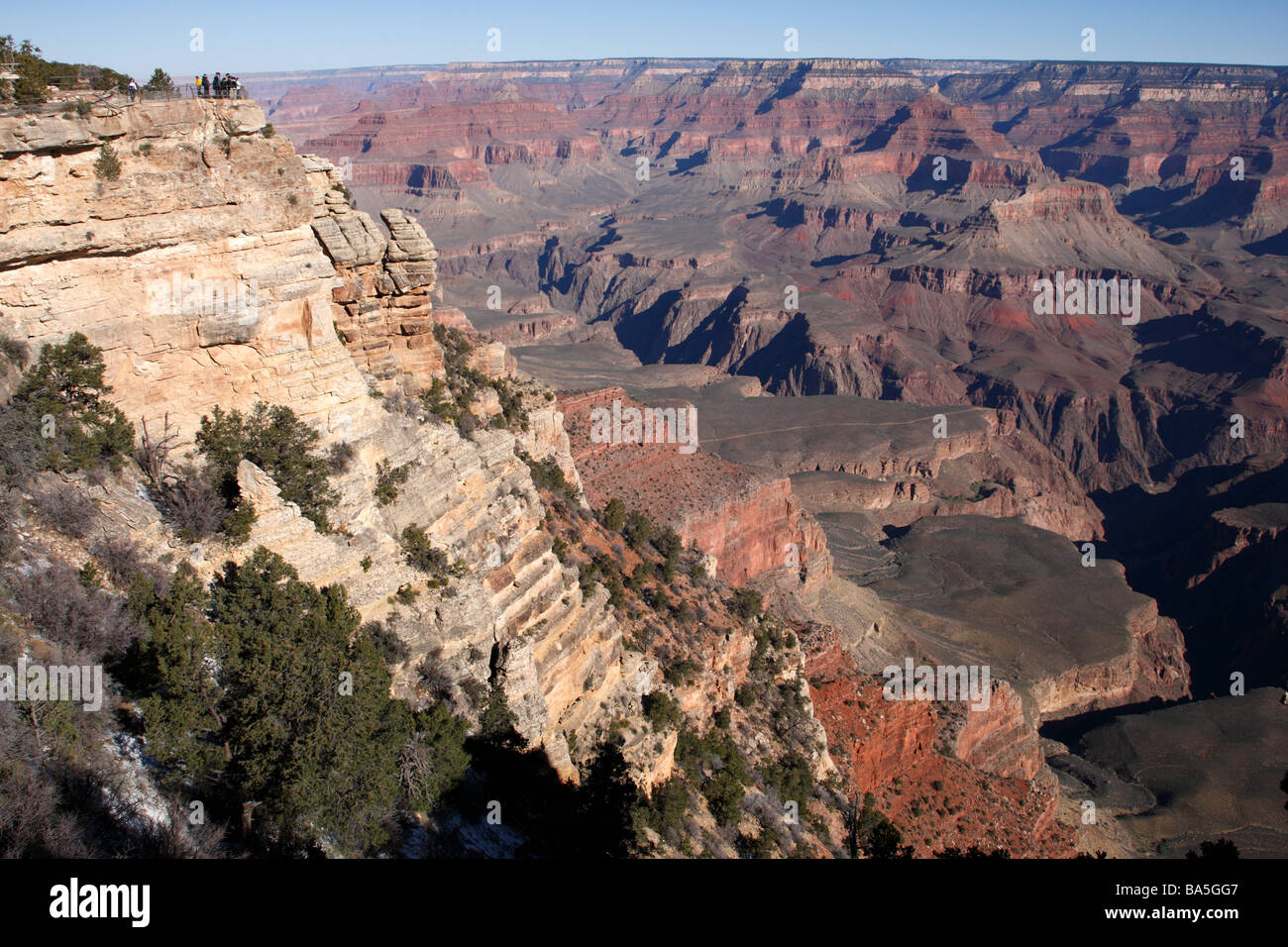 view from mather point of the viewing platform of yavapai point grand canyon south rim national park arizona usa Stock Photo