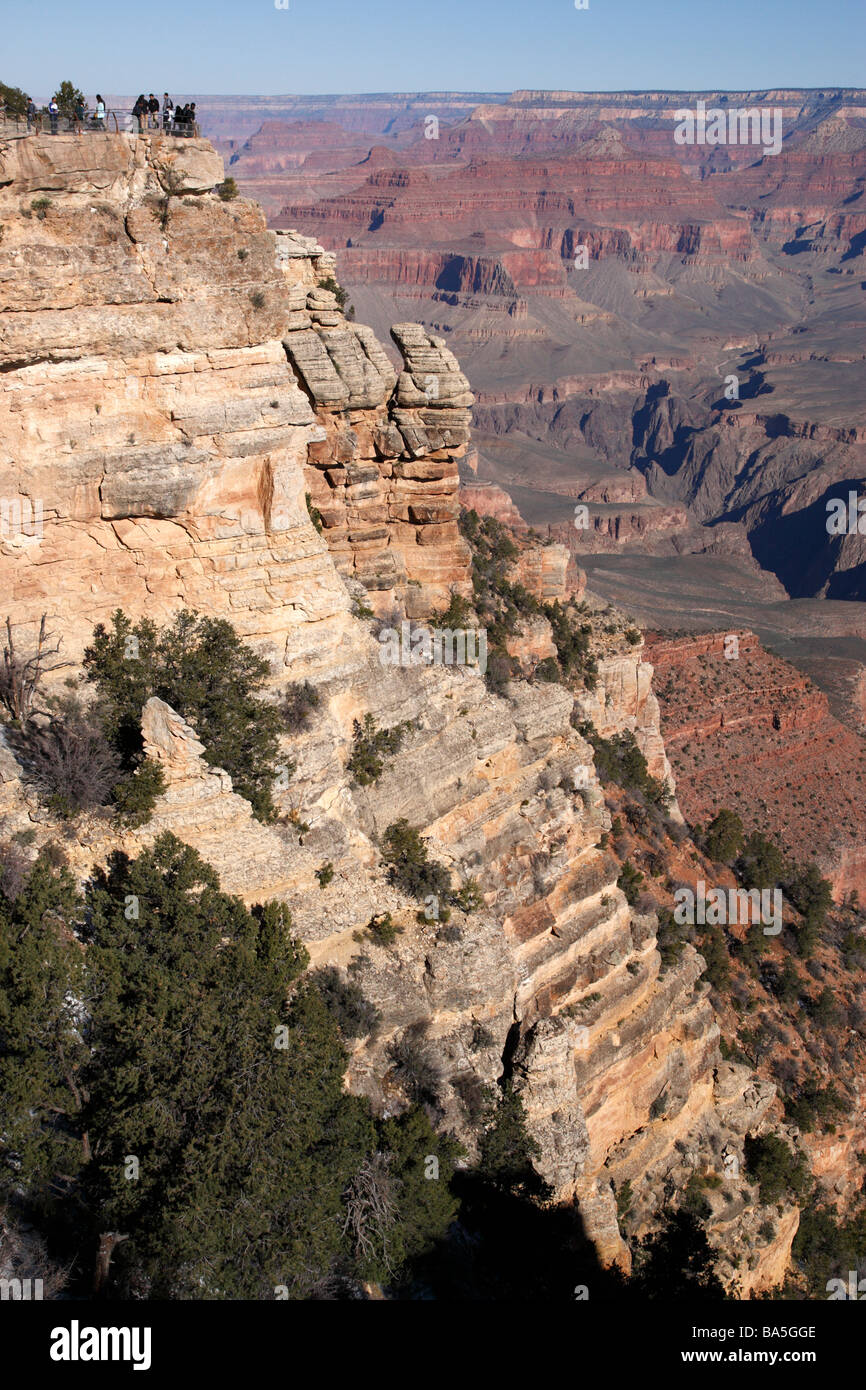 view from mather point of the viewing platform of yavapai point grand canyon south rim national park arizona usa Stock Photo