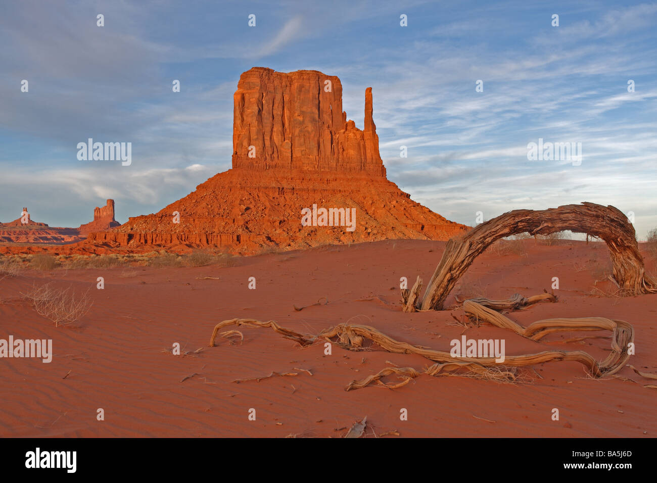 Butte Sand Sand Butte in late afternoon light monument valley usa Stock Photo - Alamy
