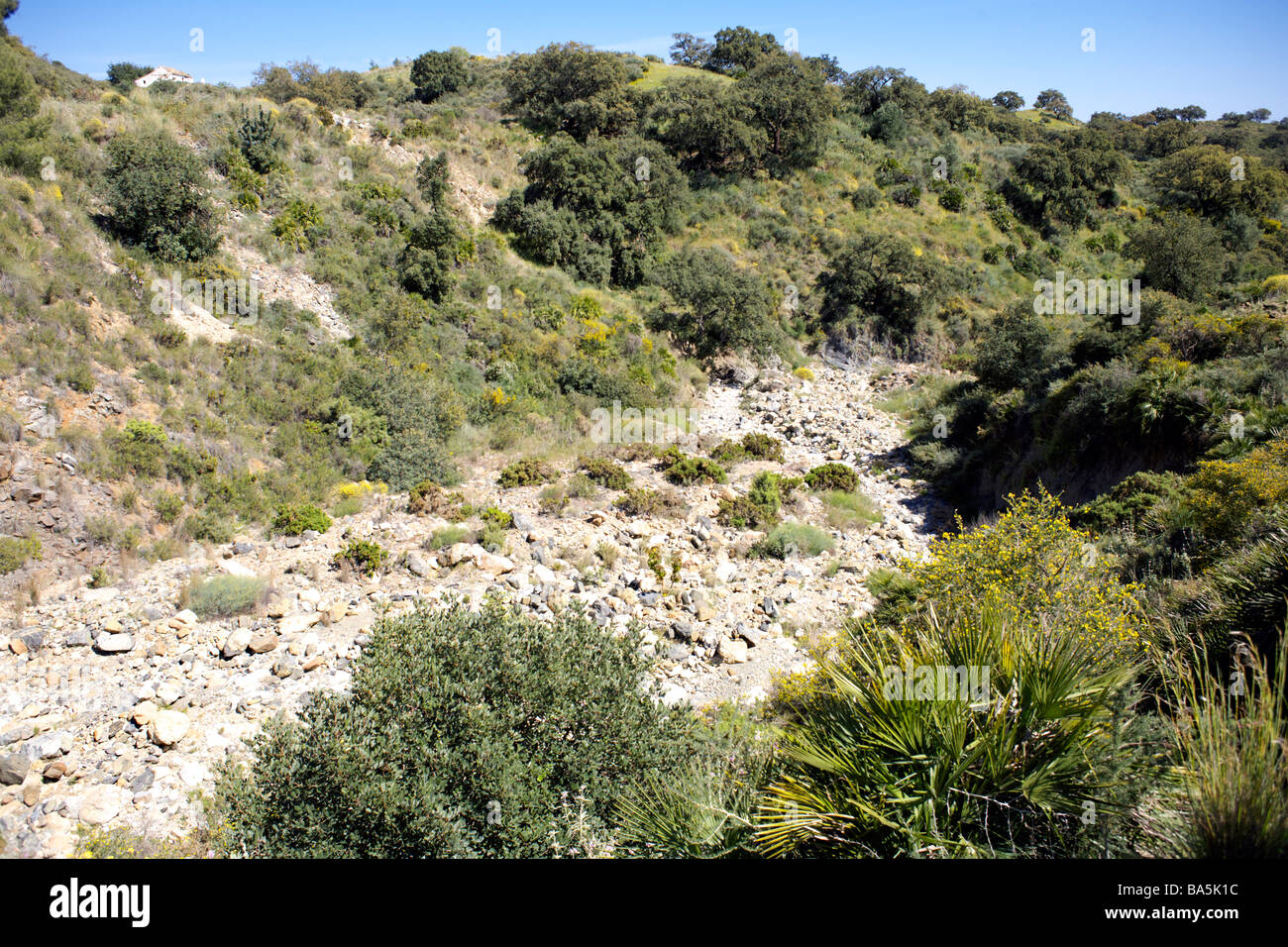 Dry river bed at Enterrios, Mijas, Andalucia, Spain, Europe Stock Photo
