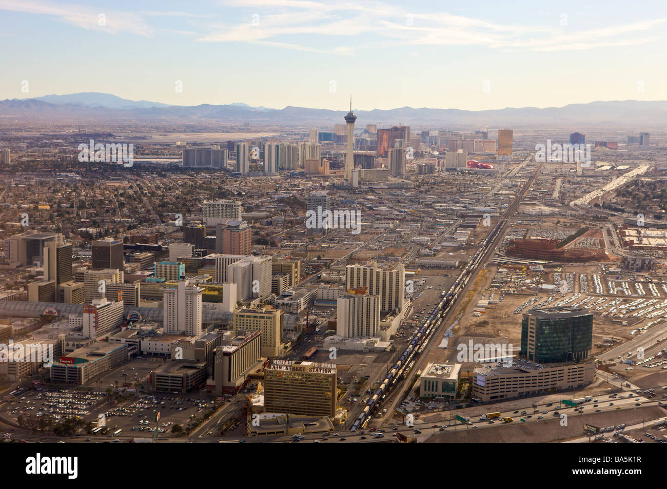 Areal photograph of Las Vegas Nevada showing the Strip and the airport Stock Photo