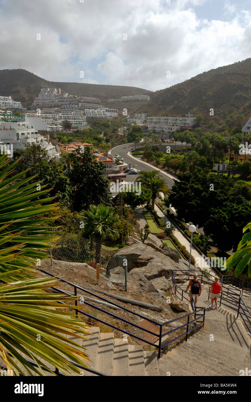 A fine view to the Barranco Agua la Perra. Puerto Rico, Gran Canaria, Canary Islands, Spain, Europe. Stock Photo