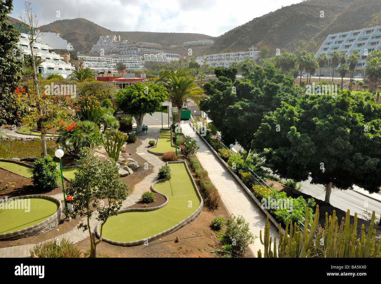 A fine view to the Barranco Agua la Perra. Puerto Rico, Gran Canaria, Canary Islands, Spain, Europe. Stock Photo